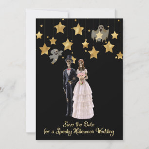 Save the Date Skeletons Halloween Wedding Invitation