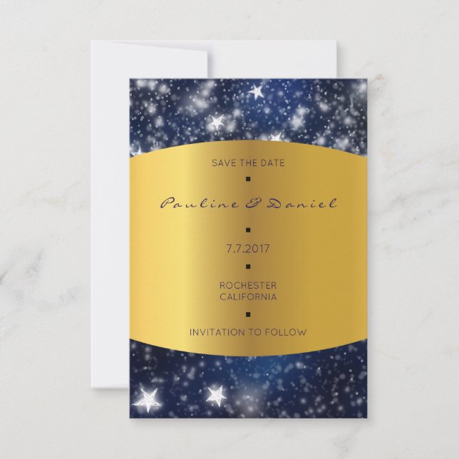 Save The Date  Sky Night Stars Gold (Front)