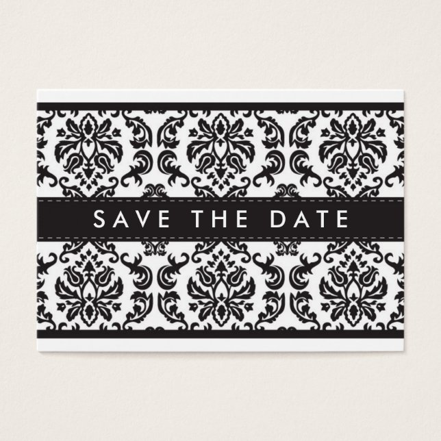 SAVE THE DATE :: small card :: damask - black (Front)