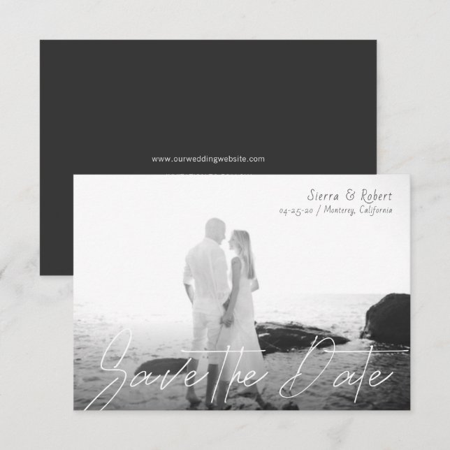 Save the Date Small Smooth Stroke Announcement (Front/Back)