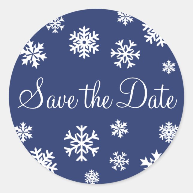 Save the Date Snowflakes Envelope Sticker Seal (Front)