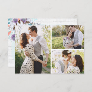 Save The Date Southern Cotton 3-Photo Wedding Card