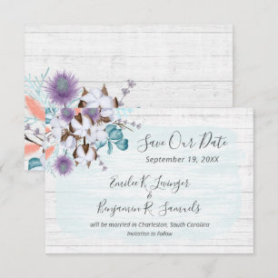Save The Date Southern Cotton Country Wedding Card