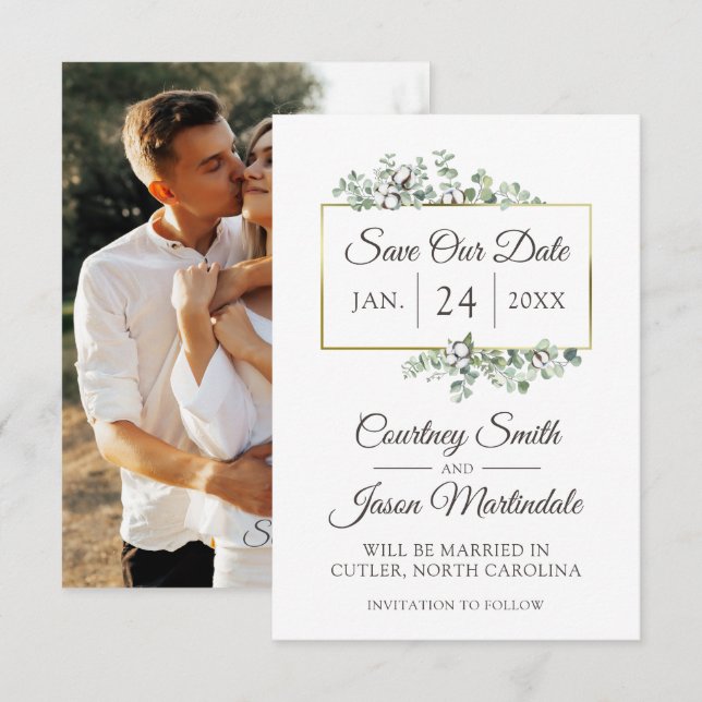 Save The Date Southern Cotton Country Wedding Card (Front/Back)