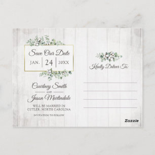 Save The Date Southern Cotton Wedding 3-Photo Postcard