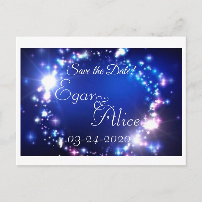 Save The Date Sparkle Invitation Announcement Postcard (Front)