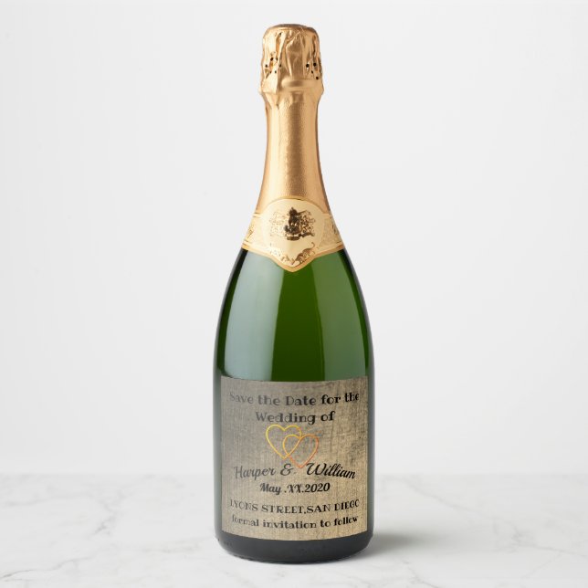Save the Date Sparkling Wine Label (Front)