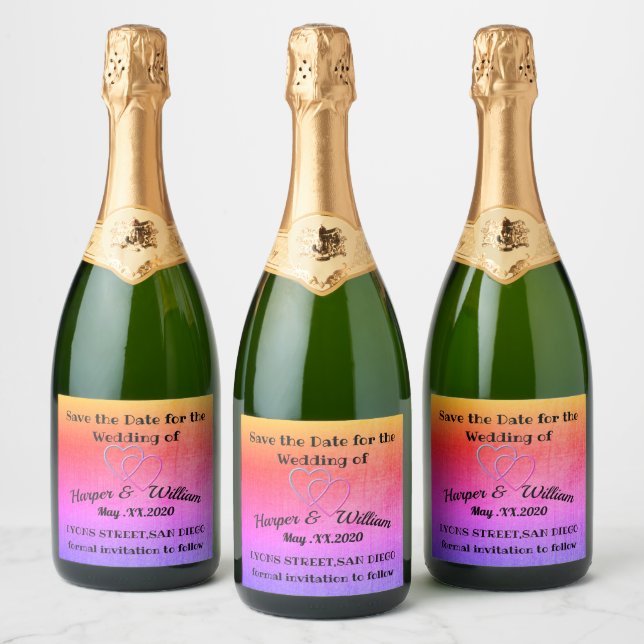 Save the Date Sparkling Wine Label (Bottles)