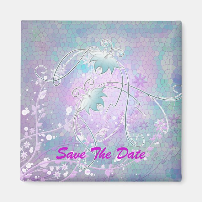 Save The Date Stained glass butterflies Magnet (Front)