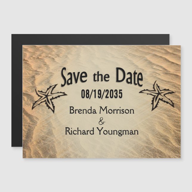 Save the Date Starfish Beach Magnetic Invitation (Front/Back)