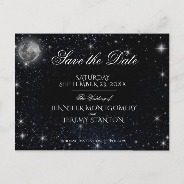 Save the Date Starry Night Announcement Postcard (Front)
