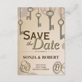 Save the Date - Steampunk Gears and Keys