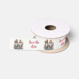 Save the Date Steampunk Gnomes Satin Ribbon