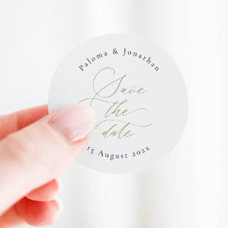 Save the Date Sticker with Calligraphy Font