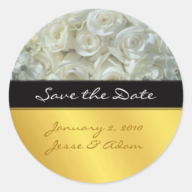 Save the date stickers cream roses (Front)