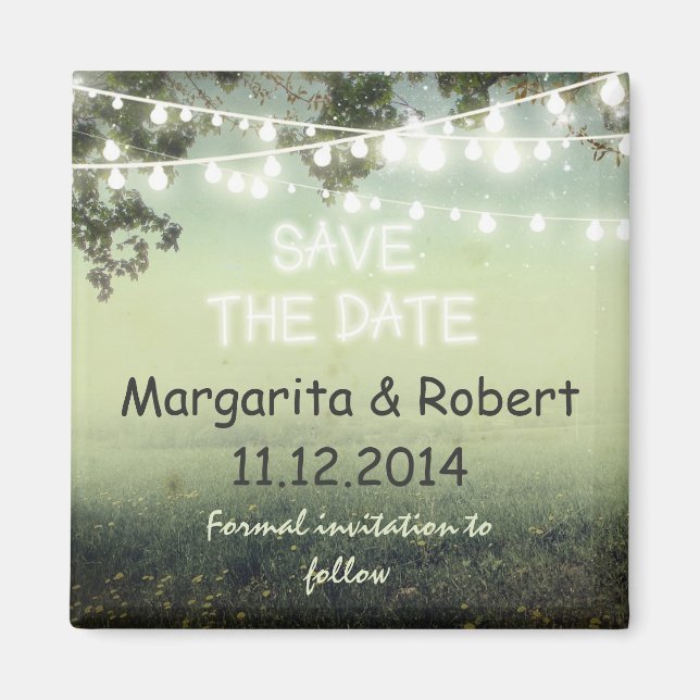 save the date string lights magnets (Front)