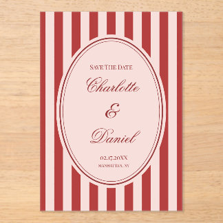 Save the Date Stripe Custom Chartreuse Acrylic Invitations