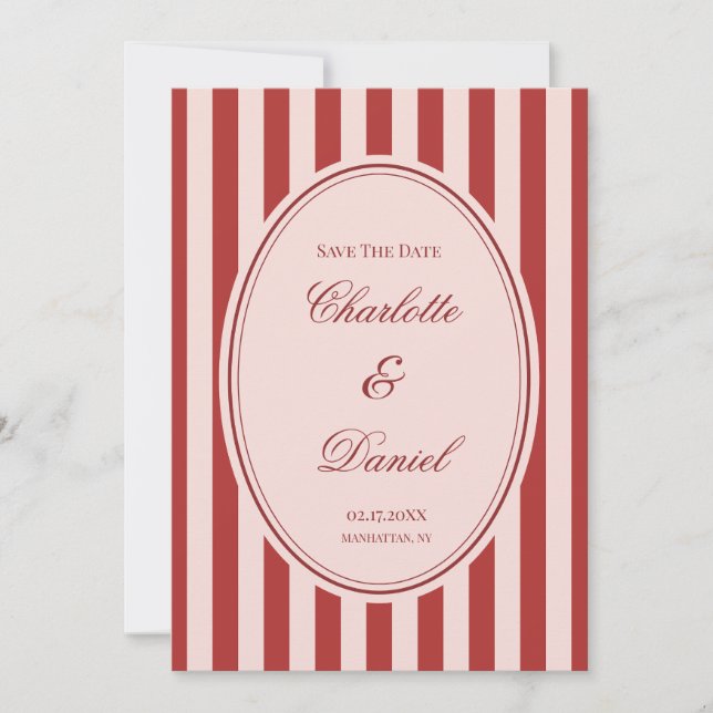 Save the Date Stripe Custom Chartreuse Invitation (Front)