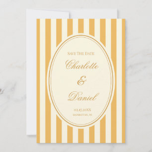 Save the Date Stripe Custom Mustard Yellow Invitation