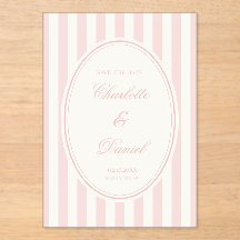 Save the Date Stripe Custom Pastel Pink