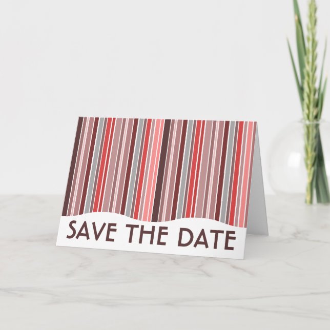 save the date : striped curtain : announcement (Front)