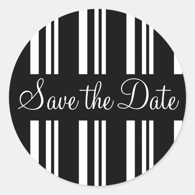 Save the Date Stripes Envelope Sticker Seal (Front)