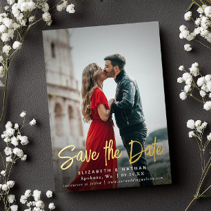 Save the Date Stylish Script Photo