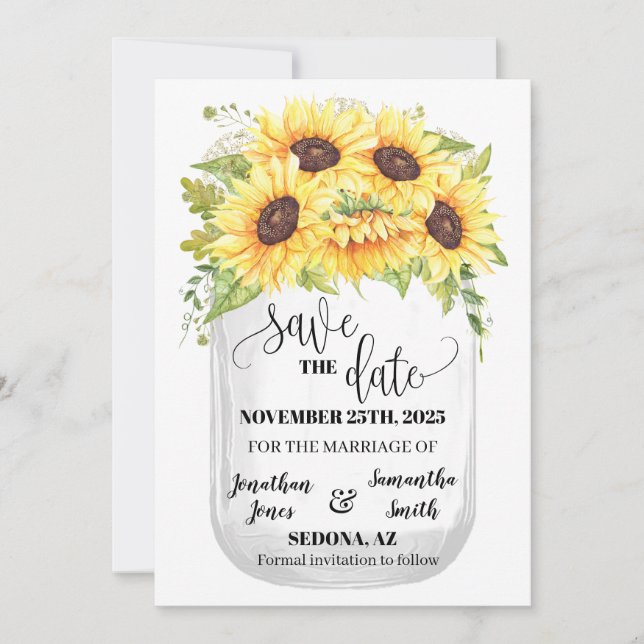 Save the Date sunflowers floral boho chic wedding Invitation (Front)