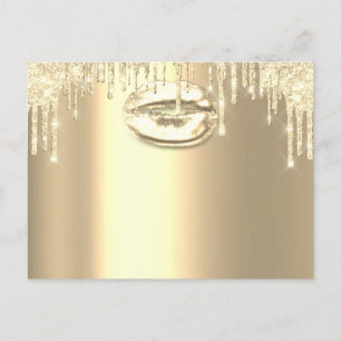 Save The Date Sweet 16th Bridal Gold Drips Kiss Postcard