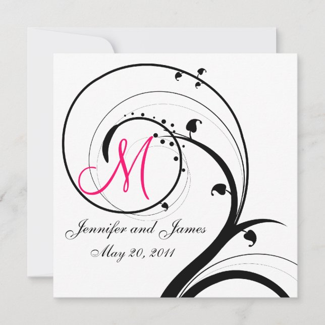 Save the Date Swirl Monogram Wedding  Announcement (Front)