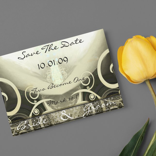 Save the Date Swirled Cala Lily Postcard (Creator Uploaded)