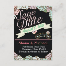 Save the Date Tandem Bicycle Floral balloons black