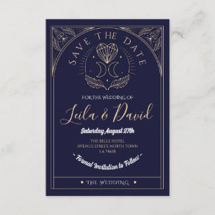Save The Date Tarot Moon Crystal Hearts Wedding Enclosure Card