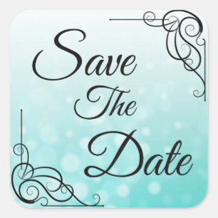 Save the Date Teal Bubbles Wedding Sticker