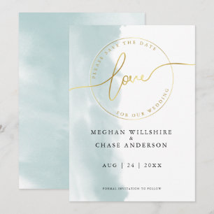 SAVE THE DATE Teal Green Watercolor Invitation