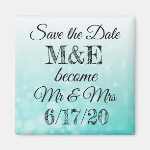 Save the Date Teal Wedding Magnet