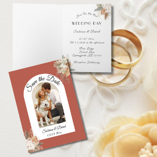 Save The Date Terracotta Arch Photo Invitation