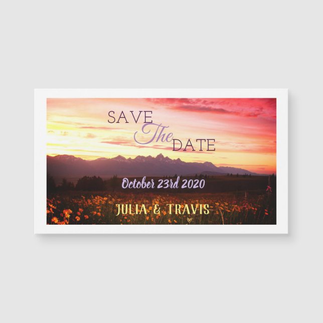 Save the Date Teton Wedding magnet card (Front)