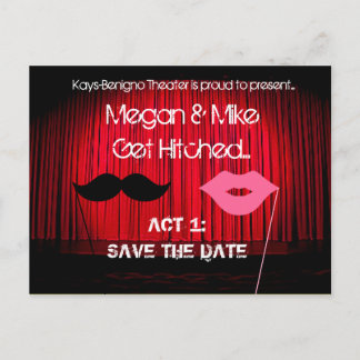 Save the Date Theatre Wedding Announcement Postcard