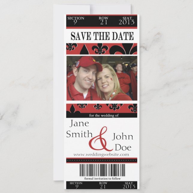 save the date ticket (Front)