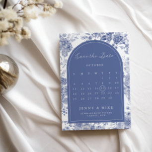 Save the Date Toile French Blue Garden Floral  Invitation