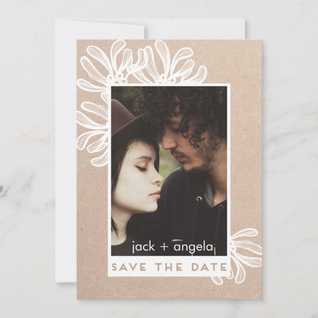 Save the Date Trendy and Modern Photo Craft Card (Front)