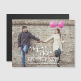 Save the Date Trendy Typography Photo Template Magnetic Invitation