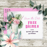 Save the Date Tropical Free Drinks Wedding  Postcard<br><div class="desc">Adult themed Hawaiian tropical beach floral watercolor graphic funny wedding save the date. 
Custom,  personalised</div>