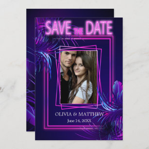 Save the Date   Tropical Neon Your Photo Invitation