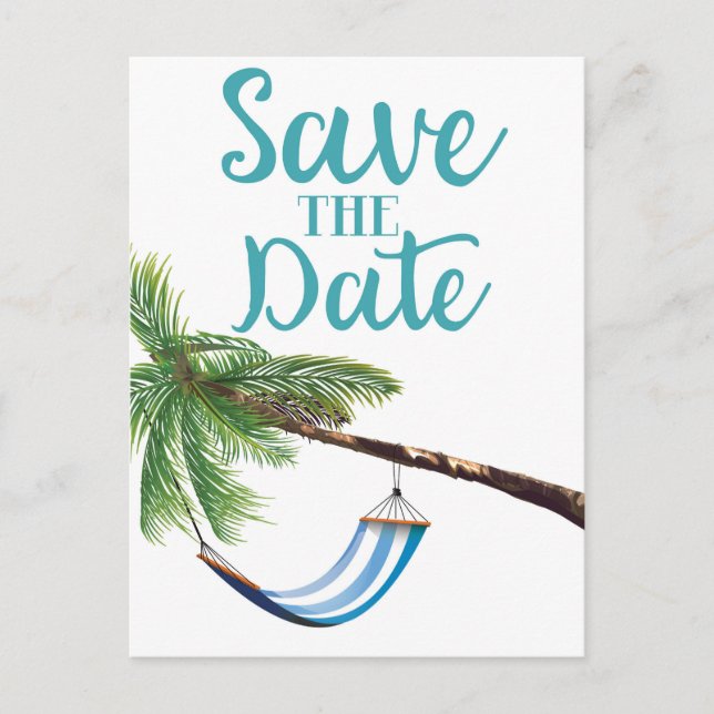 Save The Date Tropical Paradise Postcard (Front)