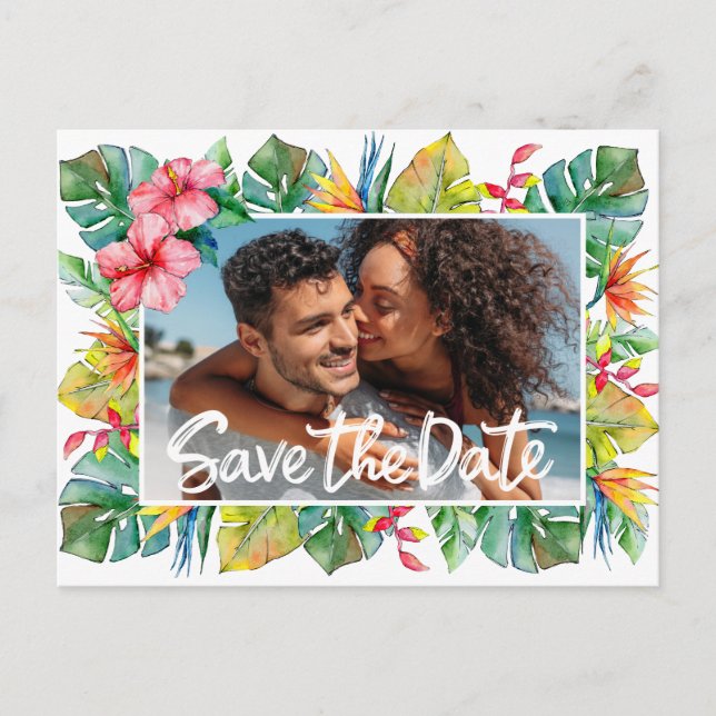 Save The Date Tropical Wedding Postcard (Front)