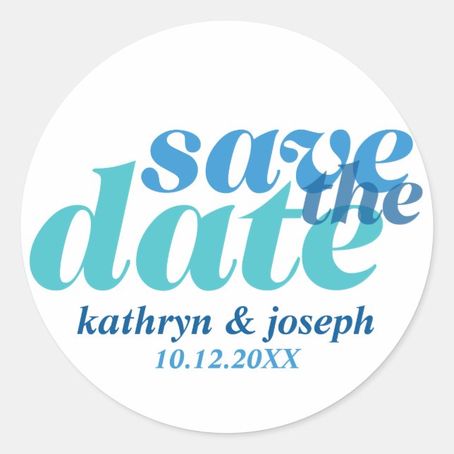 Save the date true blue wedding engagement seals (Front)