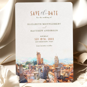 Save The Date Tuscan Wedding San Gimignano Italy Invitation