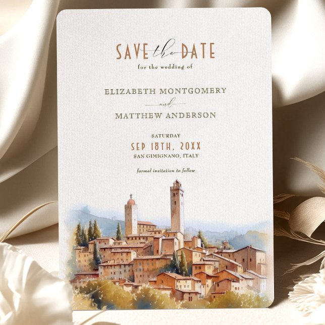 Save The Date Tuscan Wedding San Gimignano Italy Invitation (Creator Uploaded)
